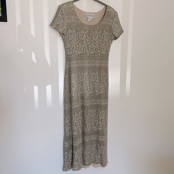 Jessica Howard Vintage Gold Metallic Dress - Picture 1 of 5